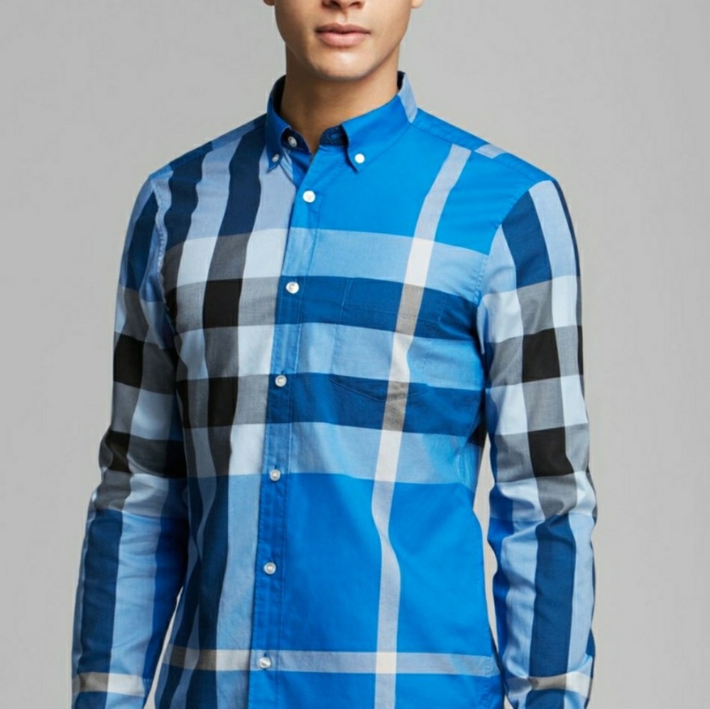 Burberry plaid blue shirt
